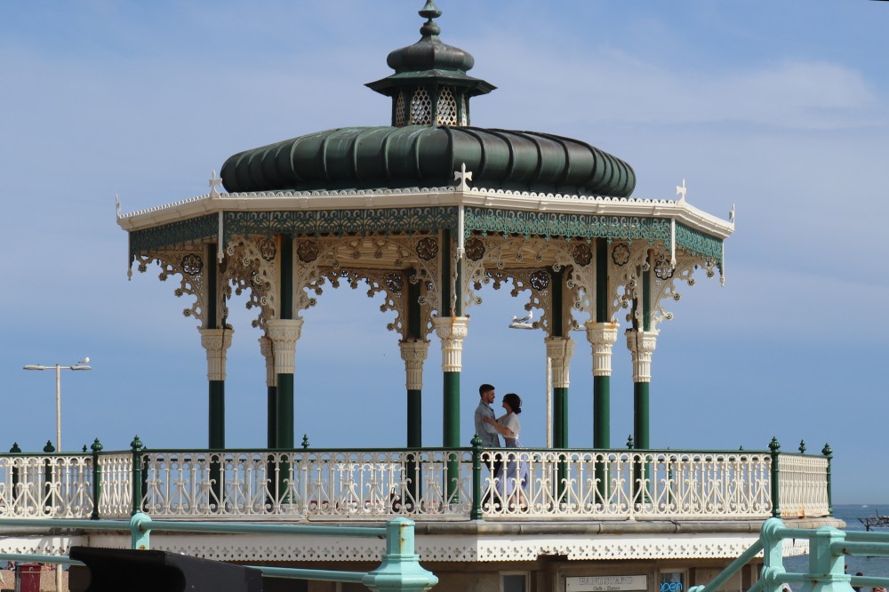 Couple dancing on the bandstand